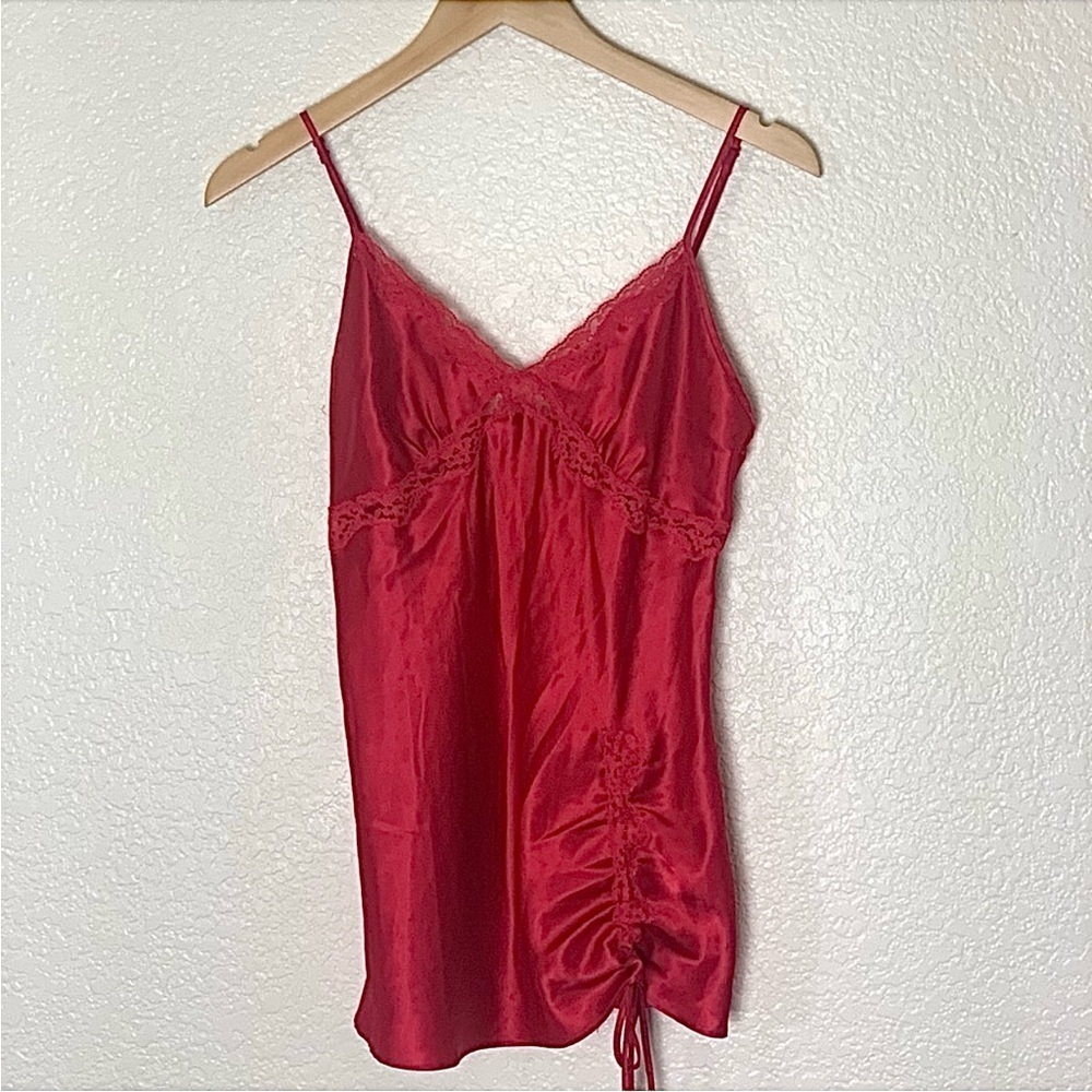 Victoria’s Secret | Red silky lace trim short lingerie size small